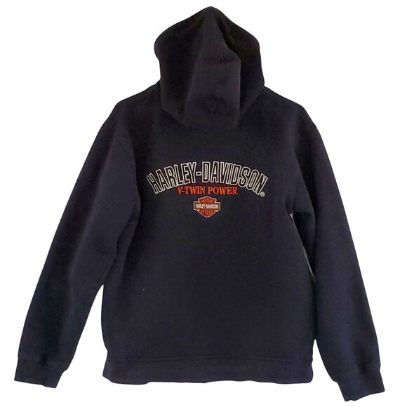 Harley Davidson Hoodie Sweatshirt Men's S Black Embroidered Logo Pockets Fleece - Picture 2 of 11